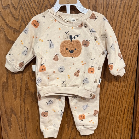 Rabbit + Bear Other - Pumpkin Print Baby Outfit by new fall baby 3-6 months outfit